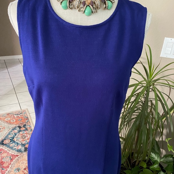 St. John Dress sz 8 Sleeveless Knit Purple Stretch Sheath Wool Blend - Picture 6 of 14